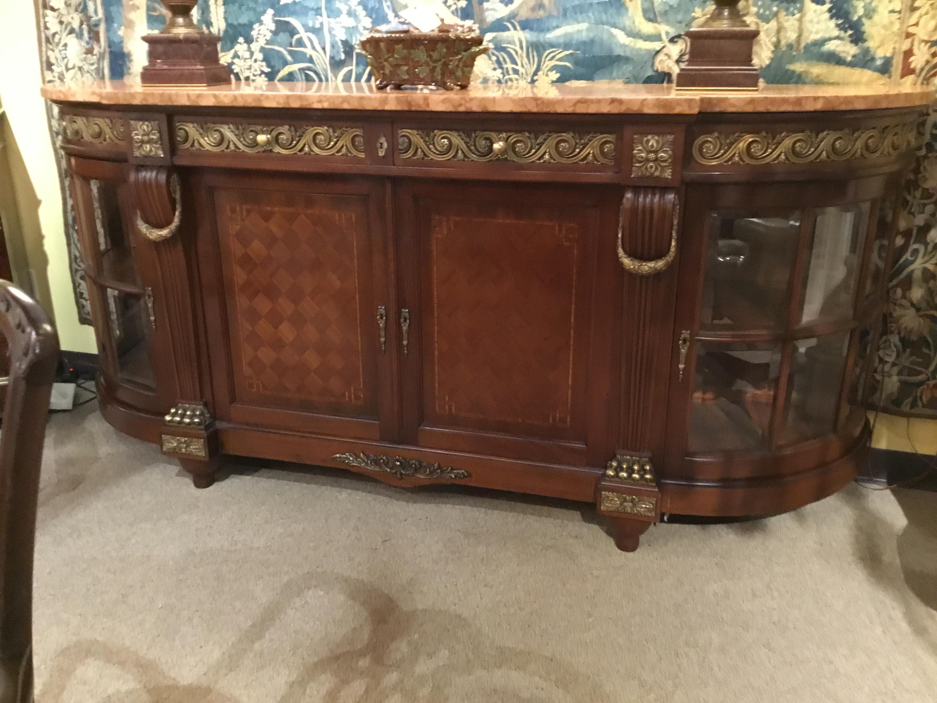 French Buffet/Sideboard, 19th Century with Marquetry and Bronze Dore Mounts 6