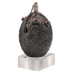 Antique French Bugbear Coconut Flask