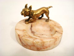 French Bulldog Bronze Desk Paperweight / Ashtray , Austria, 1920´s