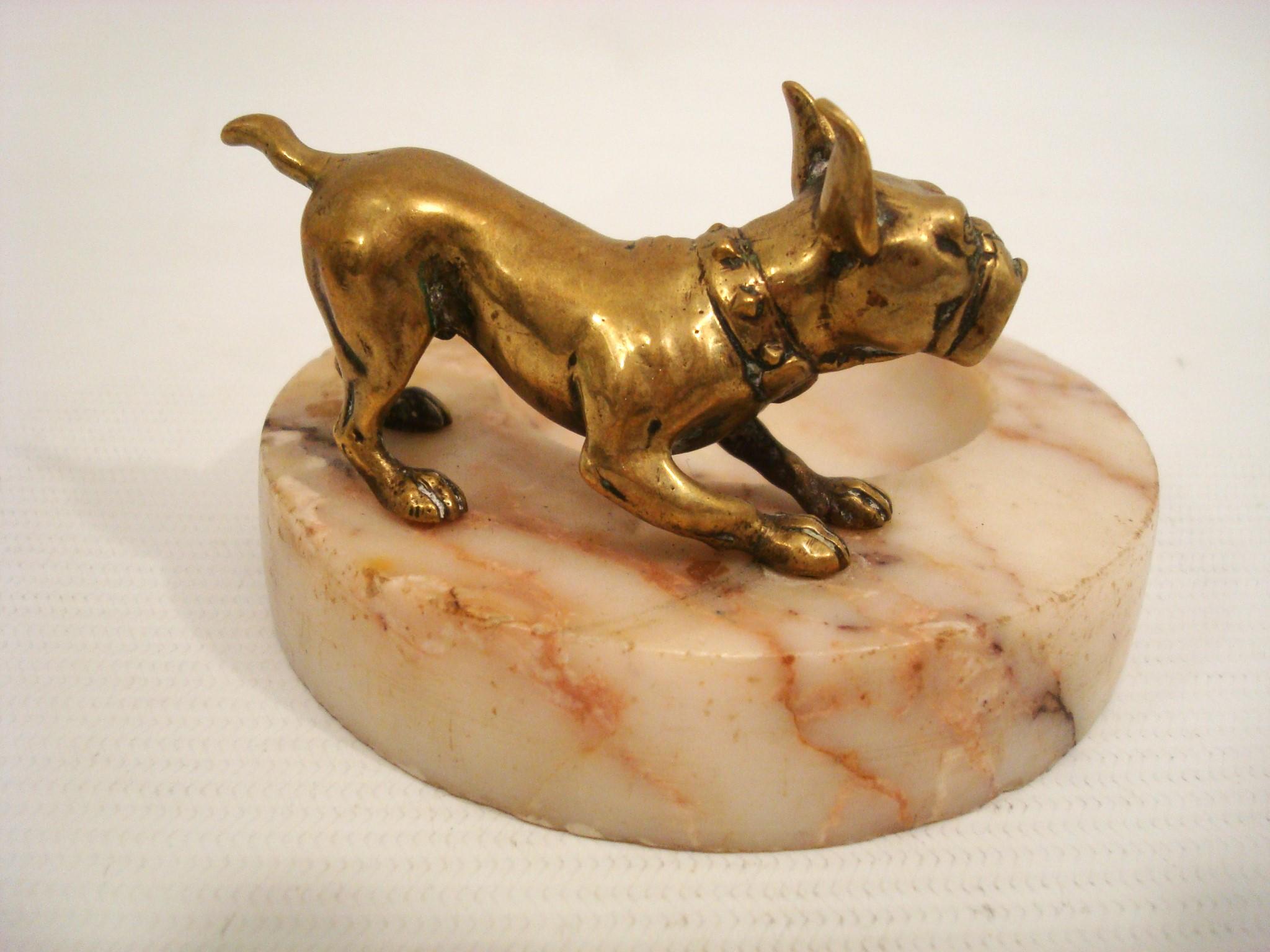 Pisapapeles / Cenicero de escritorio de bronce Bulldog francés , Austria, años 20 en Bueno estado para la venta en Buenos Aires, Olivos