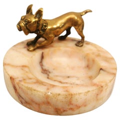 French Bulldog Bronze Desk Paperweight / Ashtray , Austria, 1920´s