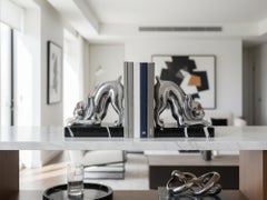 French Bulldog Dog Bookends on Marble After Hippolyte Moreau