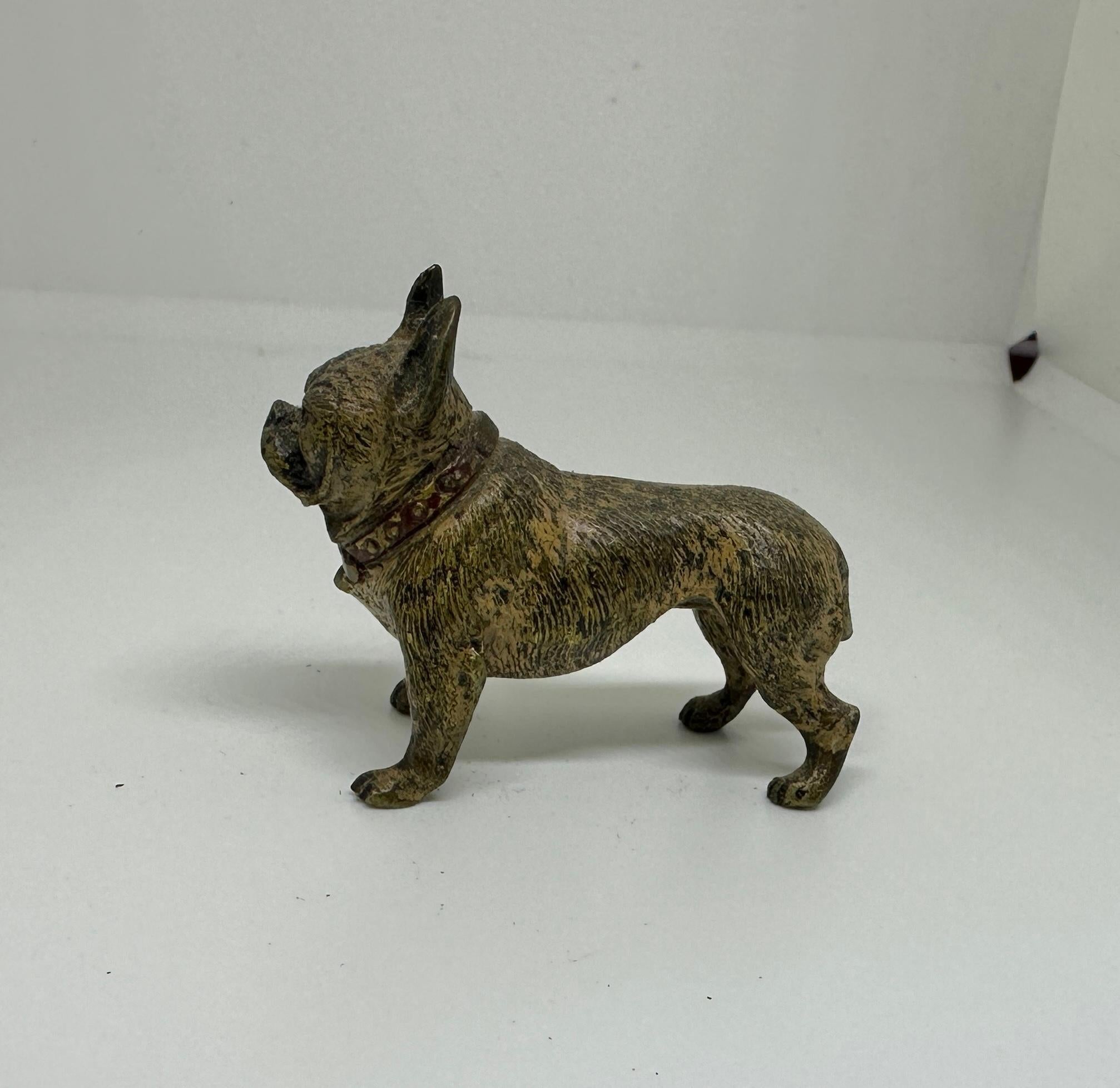 Women's or Men's French Bulldog Frenchie Dog Austrian Vienna Bronze Circa 1900 Miniature Bronze For Sale
