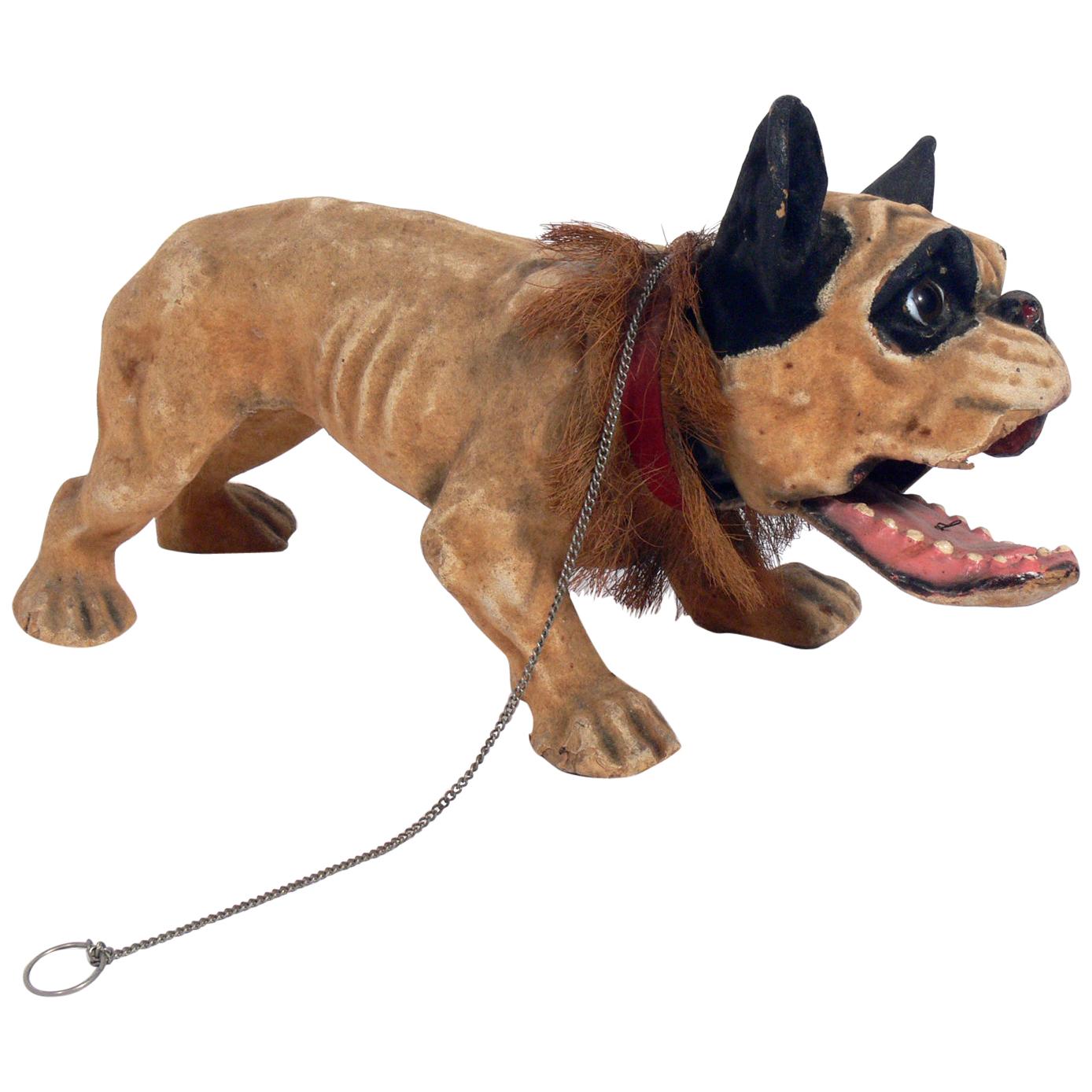 French Bulldog Growler Pull Toy, circa 1890s