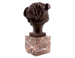 French Bulldog Head Sculpture Inspired in Bronze patinated, 20th Century