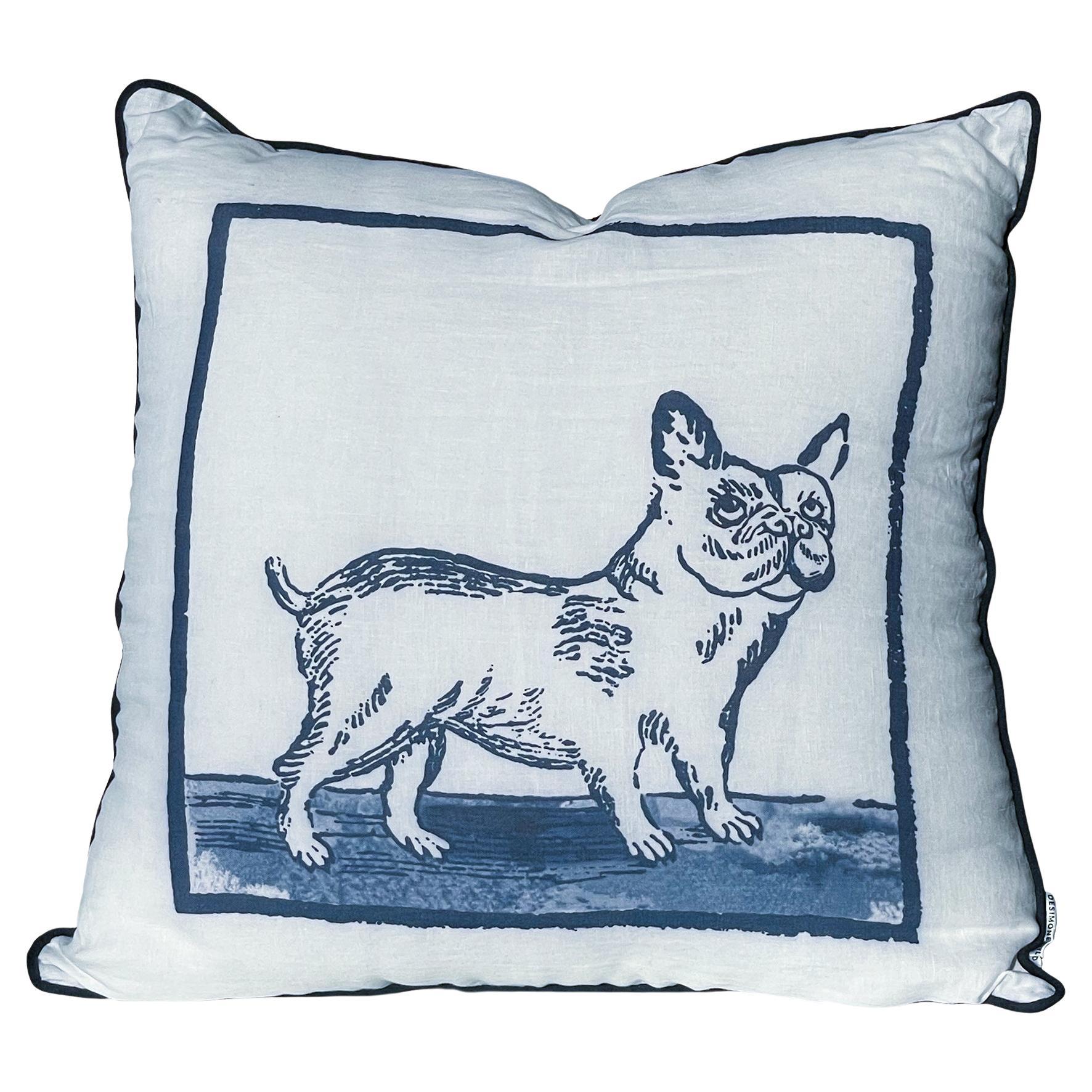 French Bulldog Linen Pillow Cover For Sale