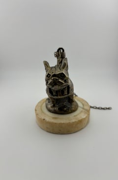 French Bulldog On Chain/Marvel Hood Figurine/Art Deco/1920's/Marble Stand