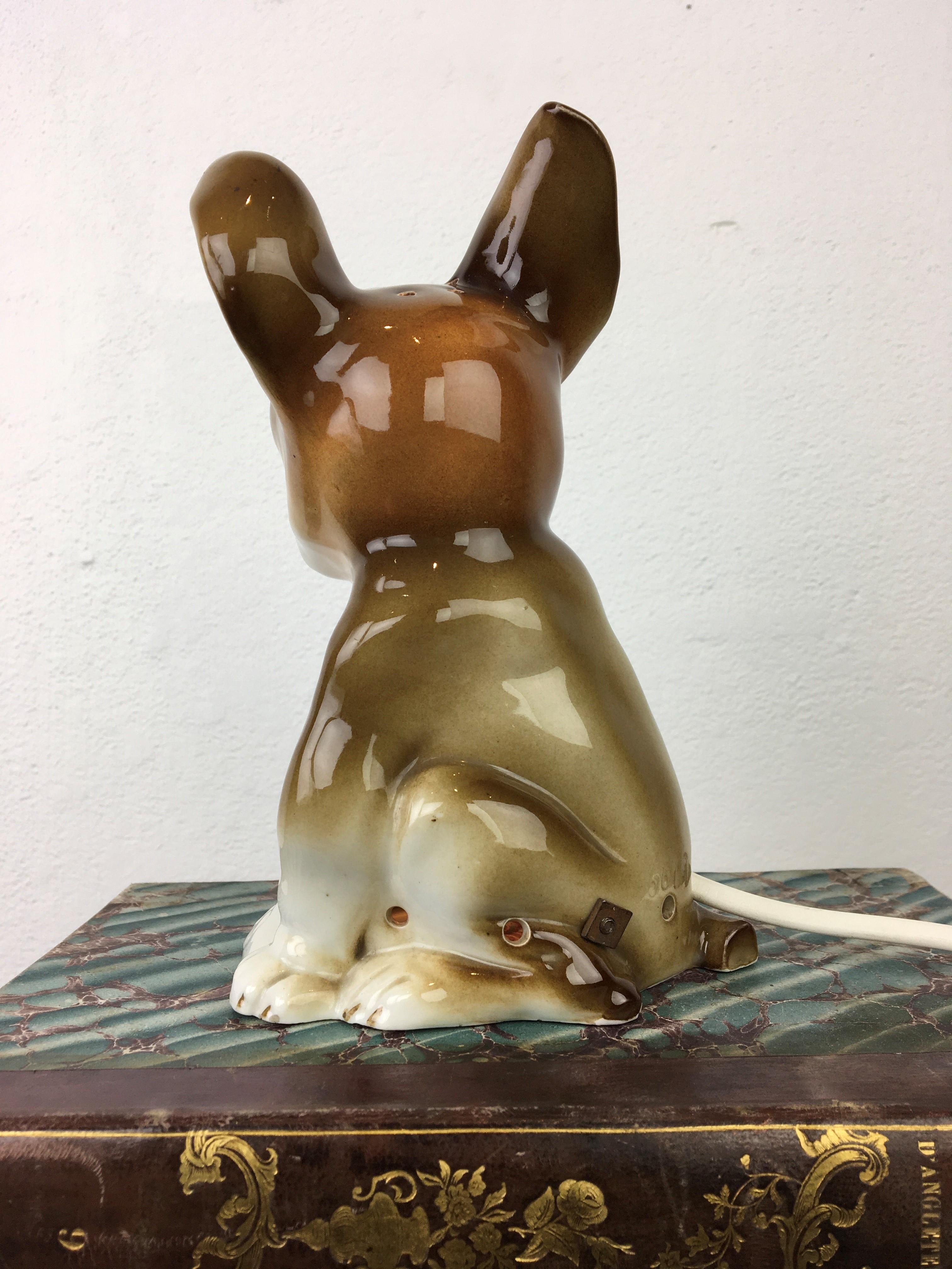 Porcelain French Bulldog Perfume Light, 1930s, Germany