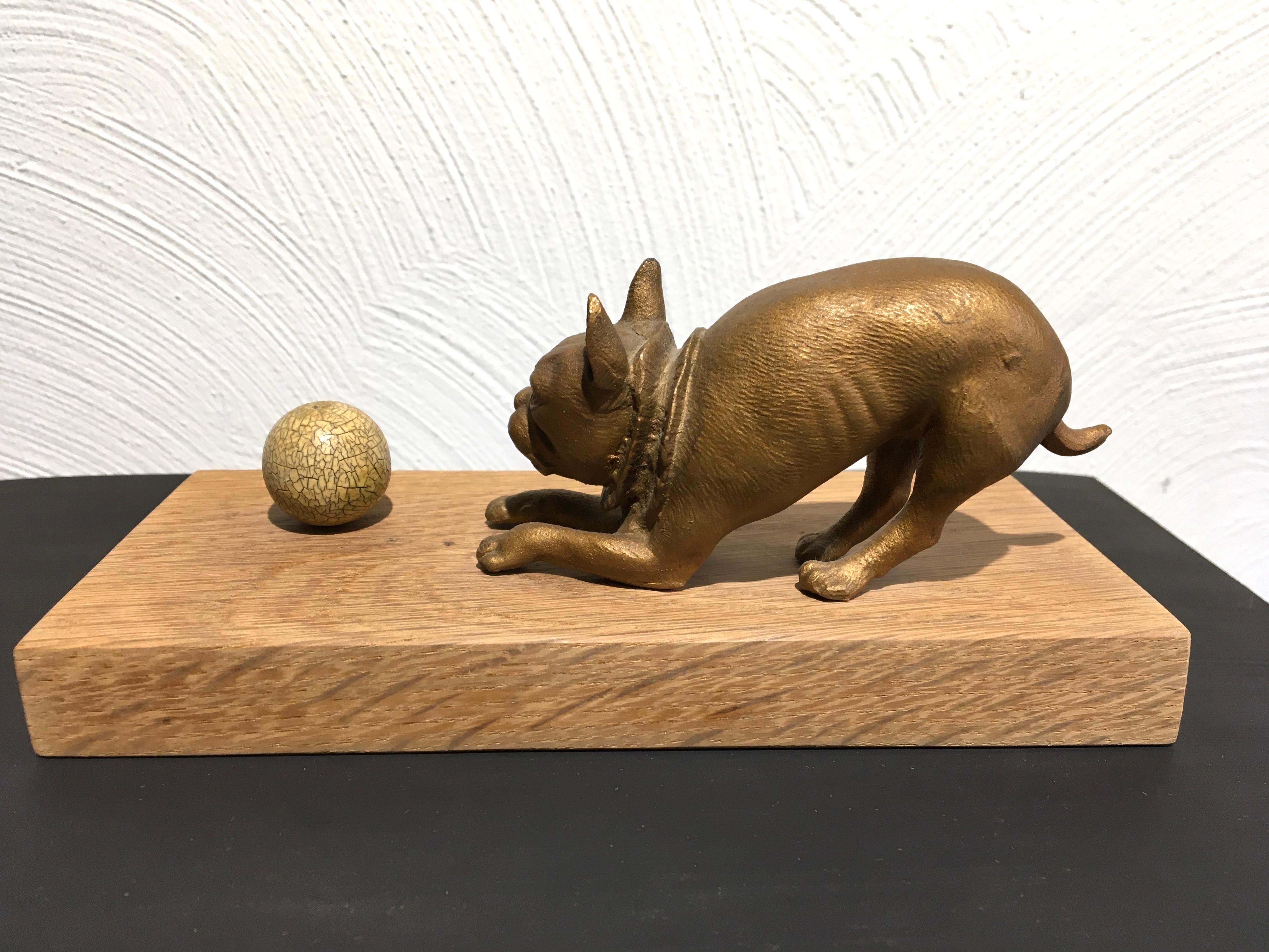 French Bulldog playing with Ball Sculpture For Sale 3