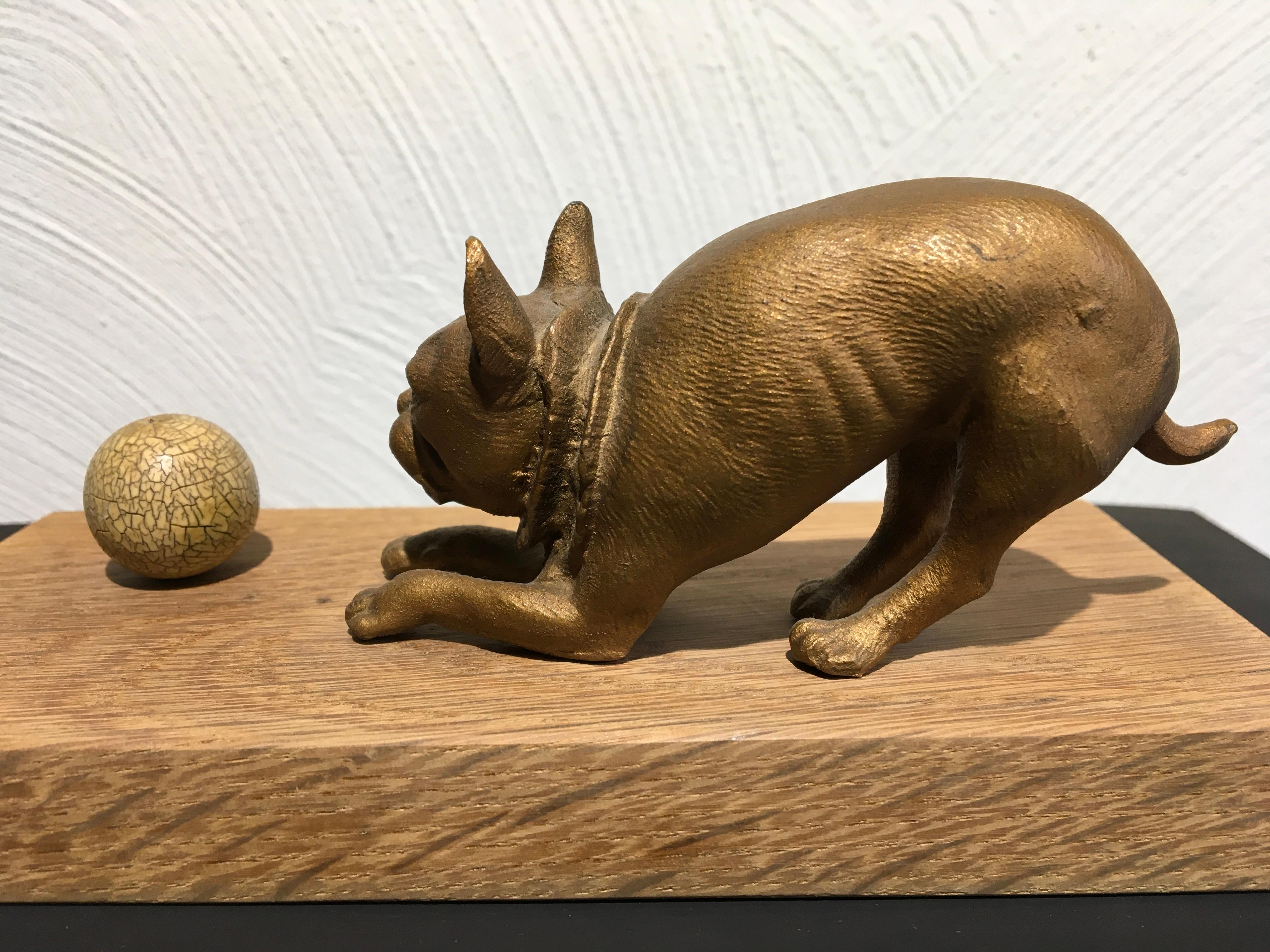 French Bulldog playing with Ball Sculpture For Sale 4