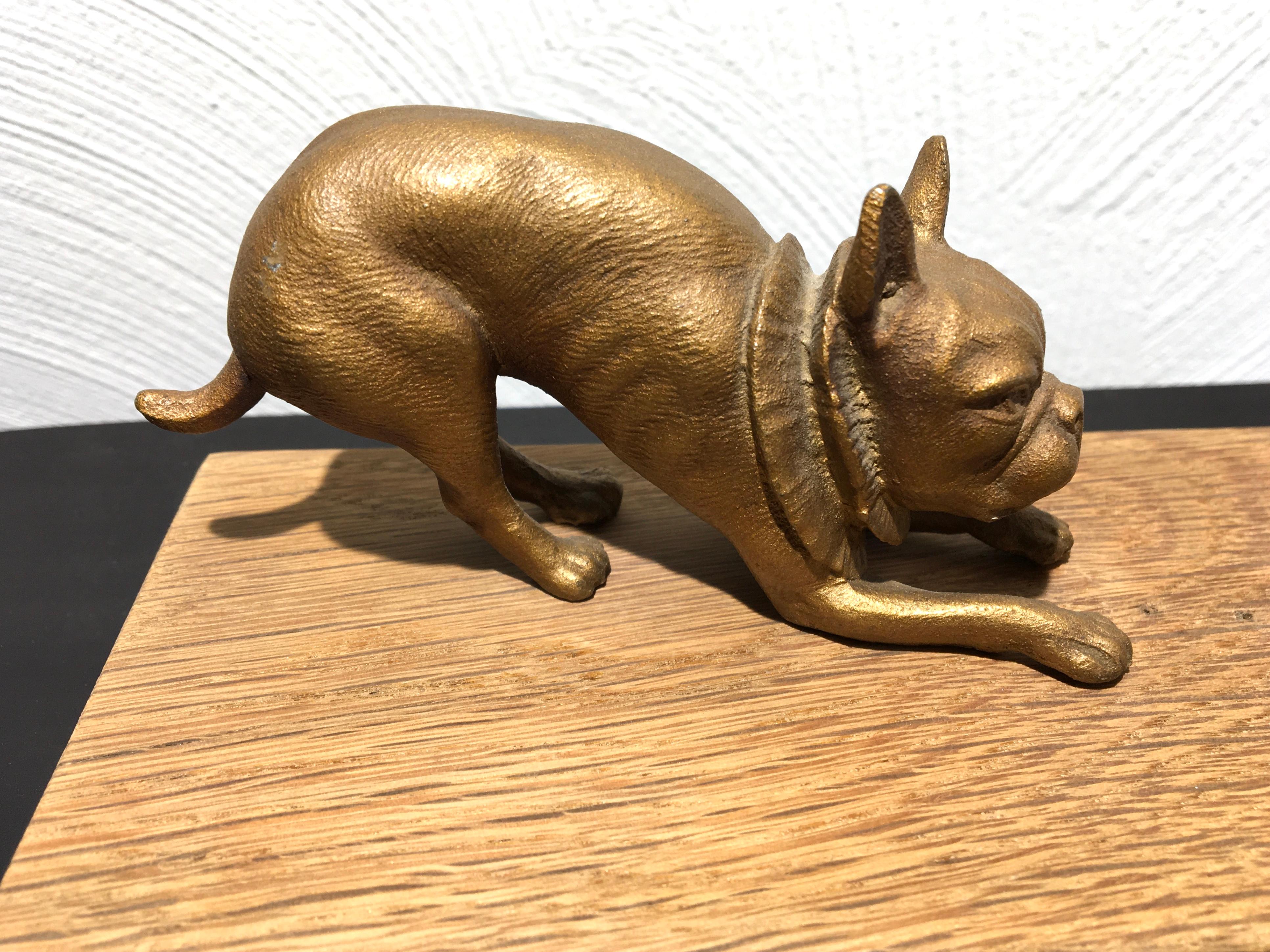Art Deco French Bulldog playing with Ball Sculpture For Sale
