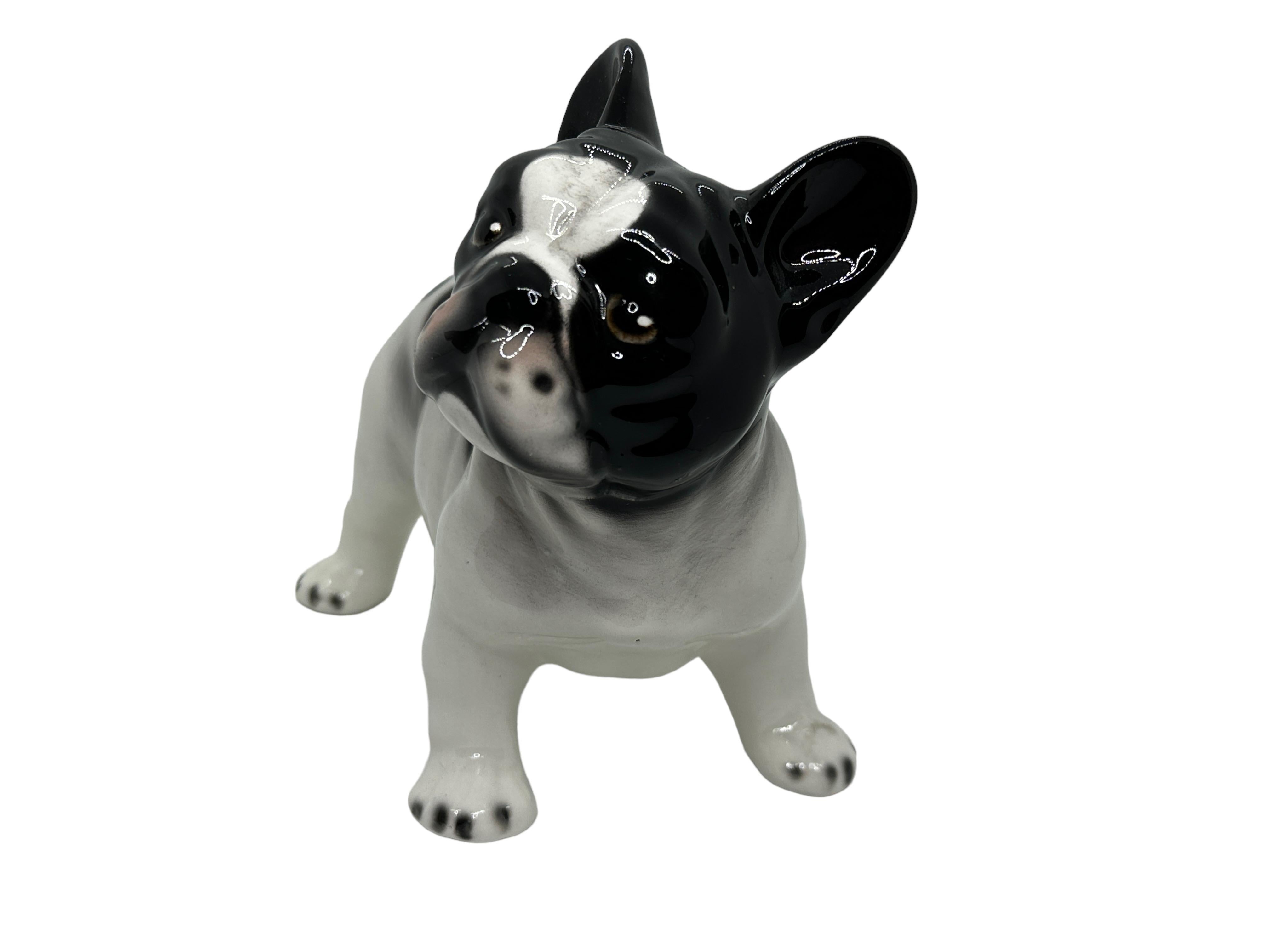 Italian French Bulldog Pug Dogs Ceramic Statue Sculpture Vintage, Italy 1980s For Sale
