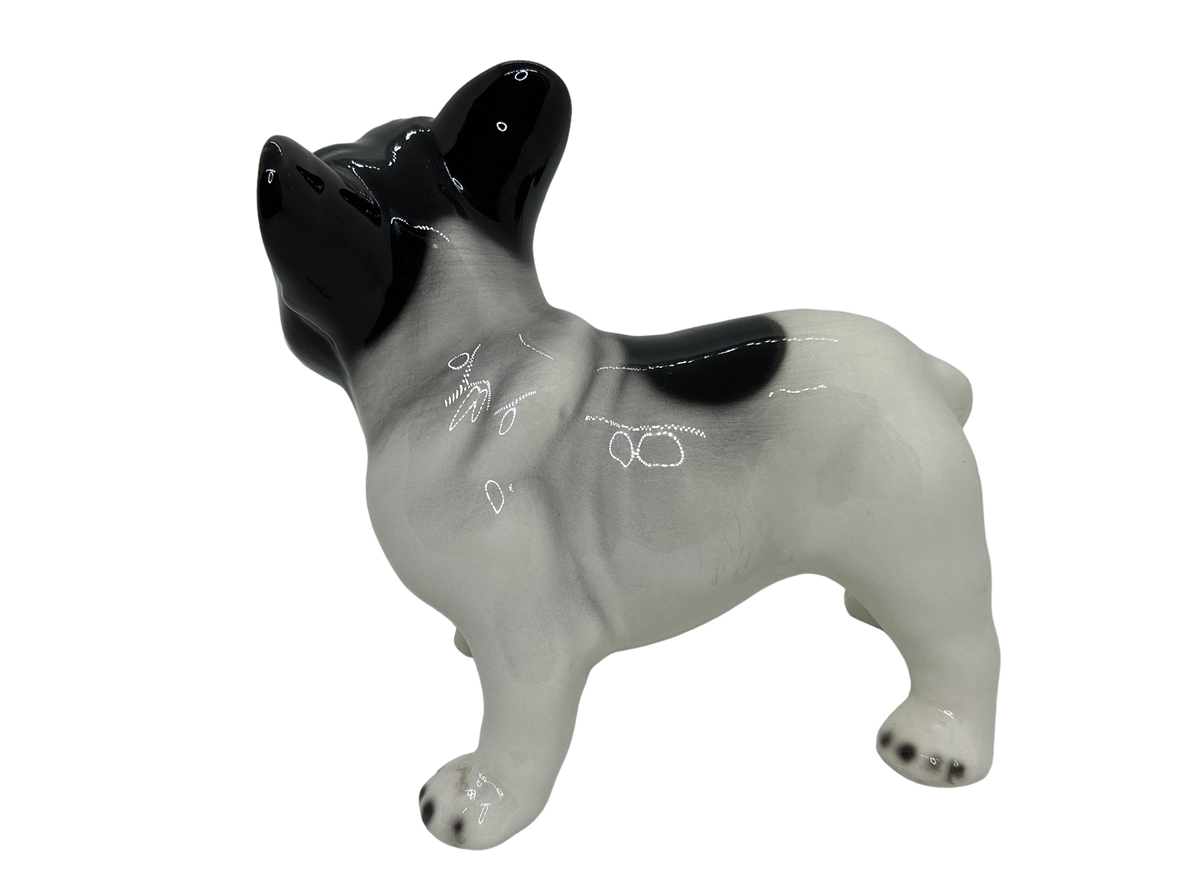 French Bulldog Pug Dogs Ceramic Statue Sculpture Vintage, Italy 1980s In Good Condition For Sale In Nuernberg, DE