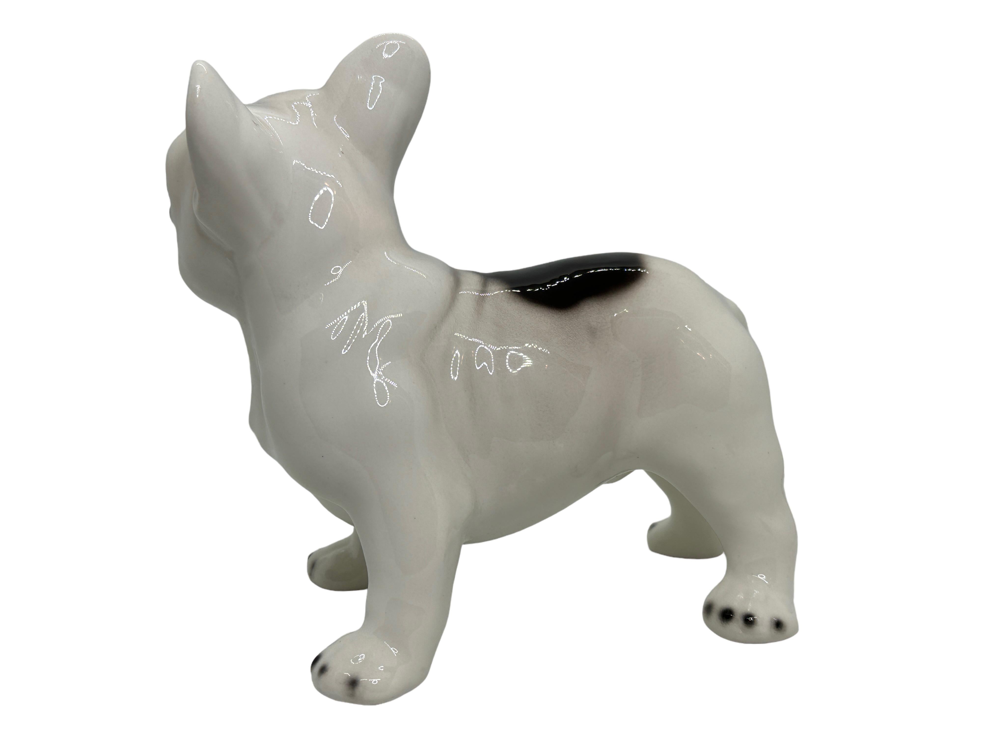 Italian French Bulldog Pug Dogs Ceramic Statue Sculpture Vintage, Italy, 1980s For Sale