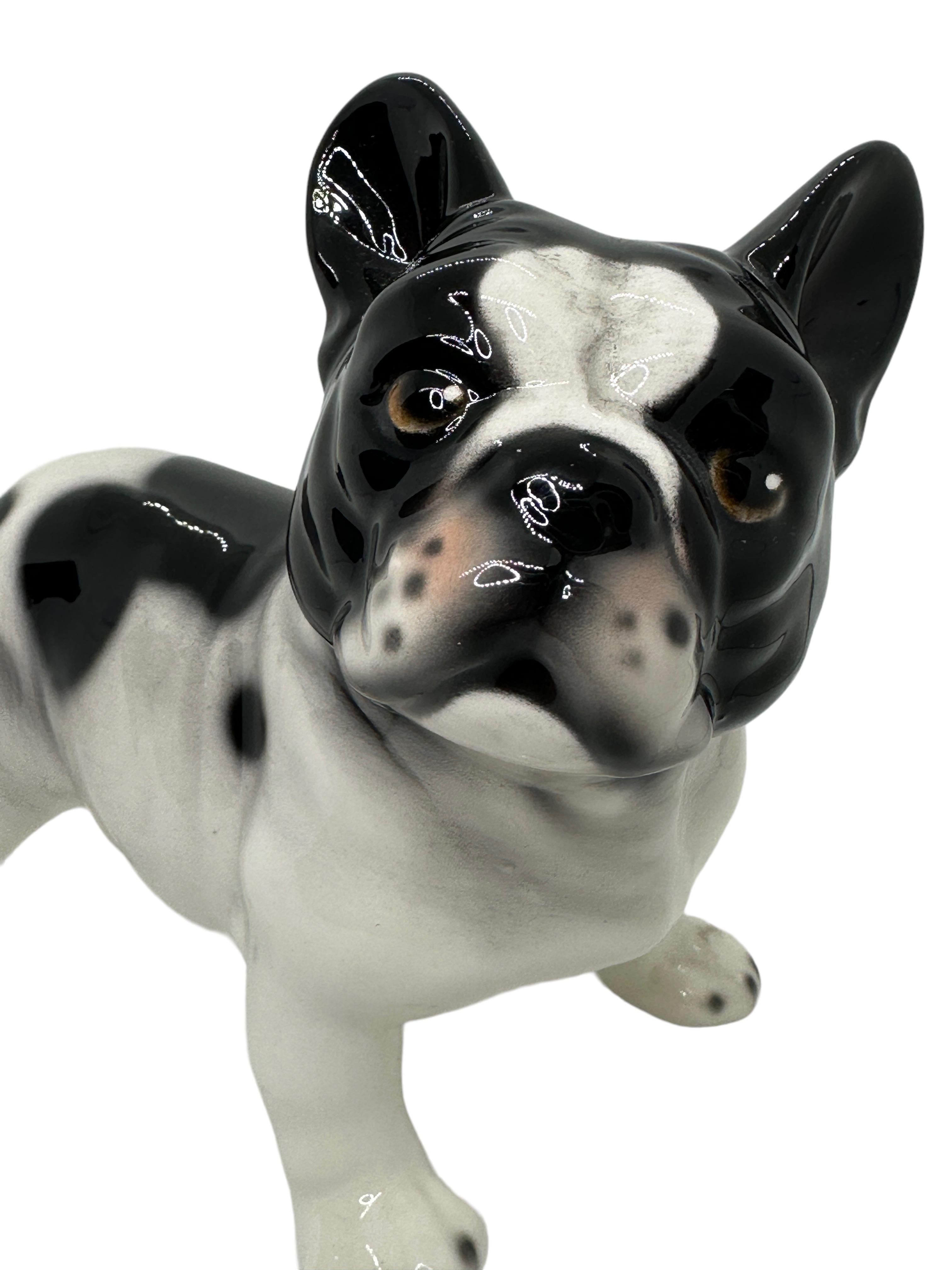 French Bulldog Pug Dogs Ceramic Statue Sculpture Vintage, Italy 1980s For Sale 2