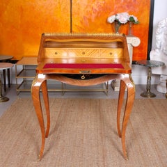 French Bureau De Dame Ladies Writing Desk 19th Century Rosewood Satinwood