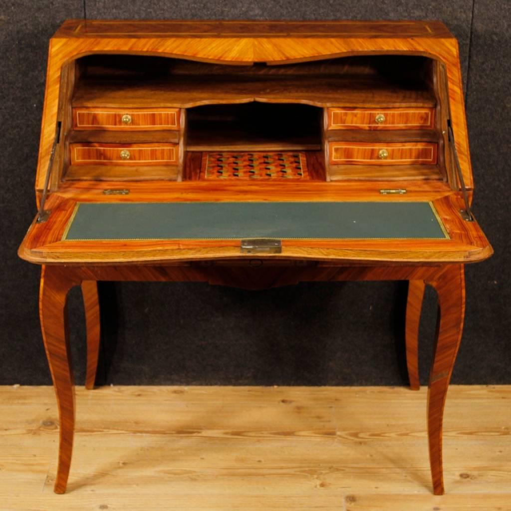 Inlay French Bureau in Inlaid Walnut, Rosewood, Maple, Tulipwood and Fruitwood