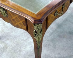French Bureau Plat Desk Antique Parquetry Writing Table Napoleon III