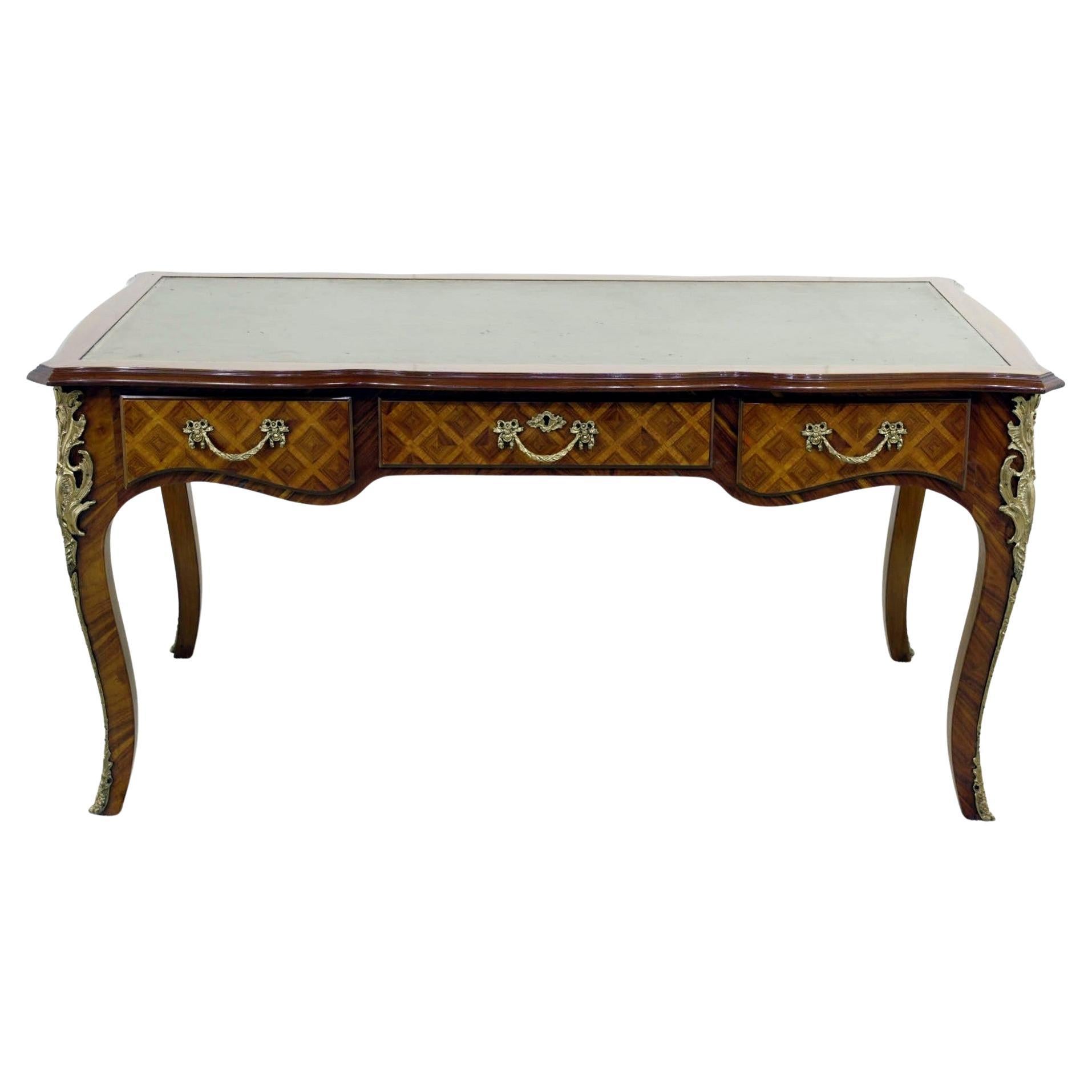 Bureau Plat Français Table à écrire en marqueterie ancienne Napoléon III