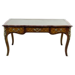 French Bureau Plat Desk Antique Parquetry Writing Table Napoleon III