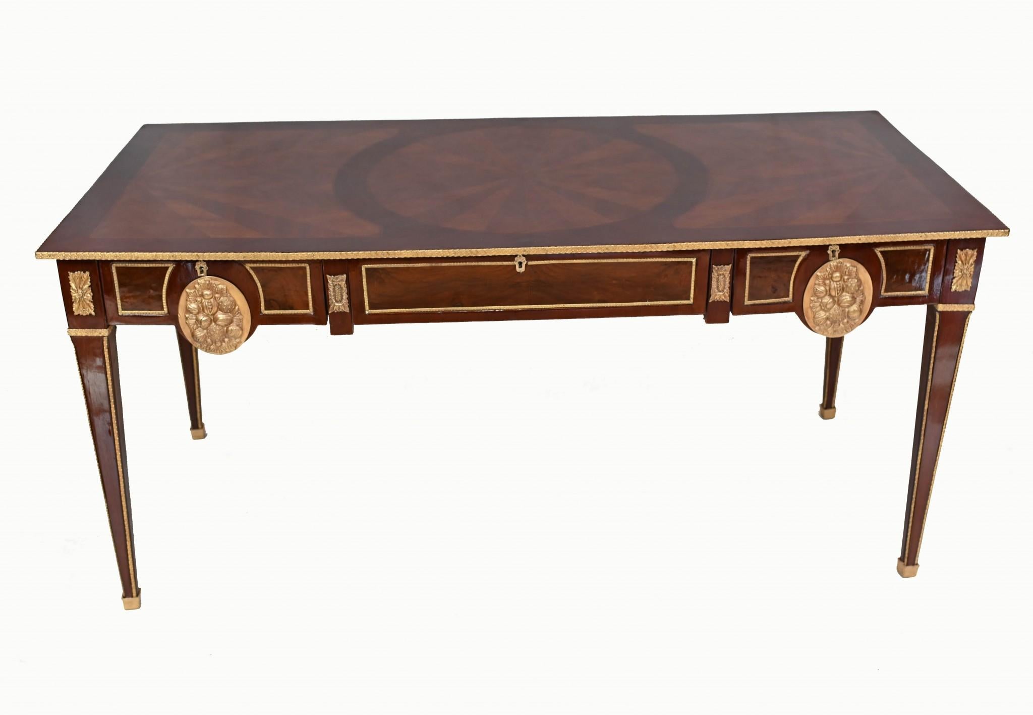 French Bureau Plat Desk Empire Writing Table In Good Condition In Potters Bar, GB