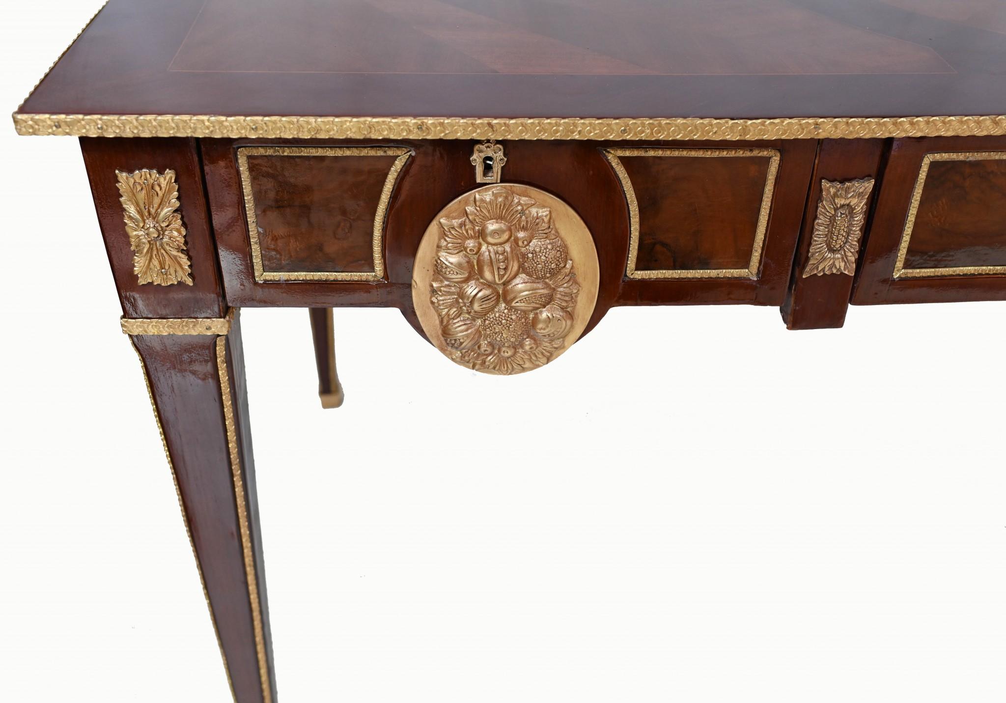 Late 20th Century French Bureau Plat Desk Empire Writing Table