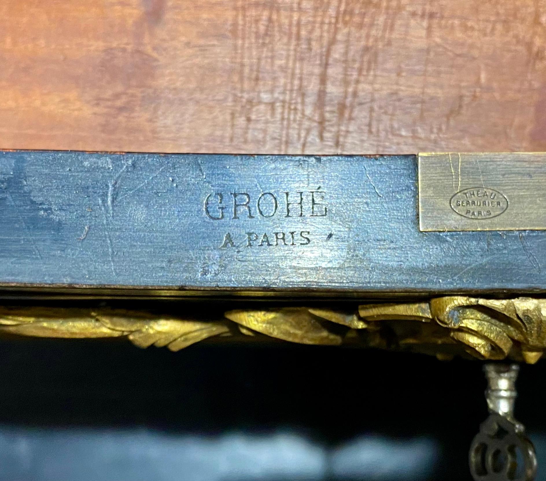 French Bureau Plat Desk, Stamped Grohé 13