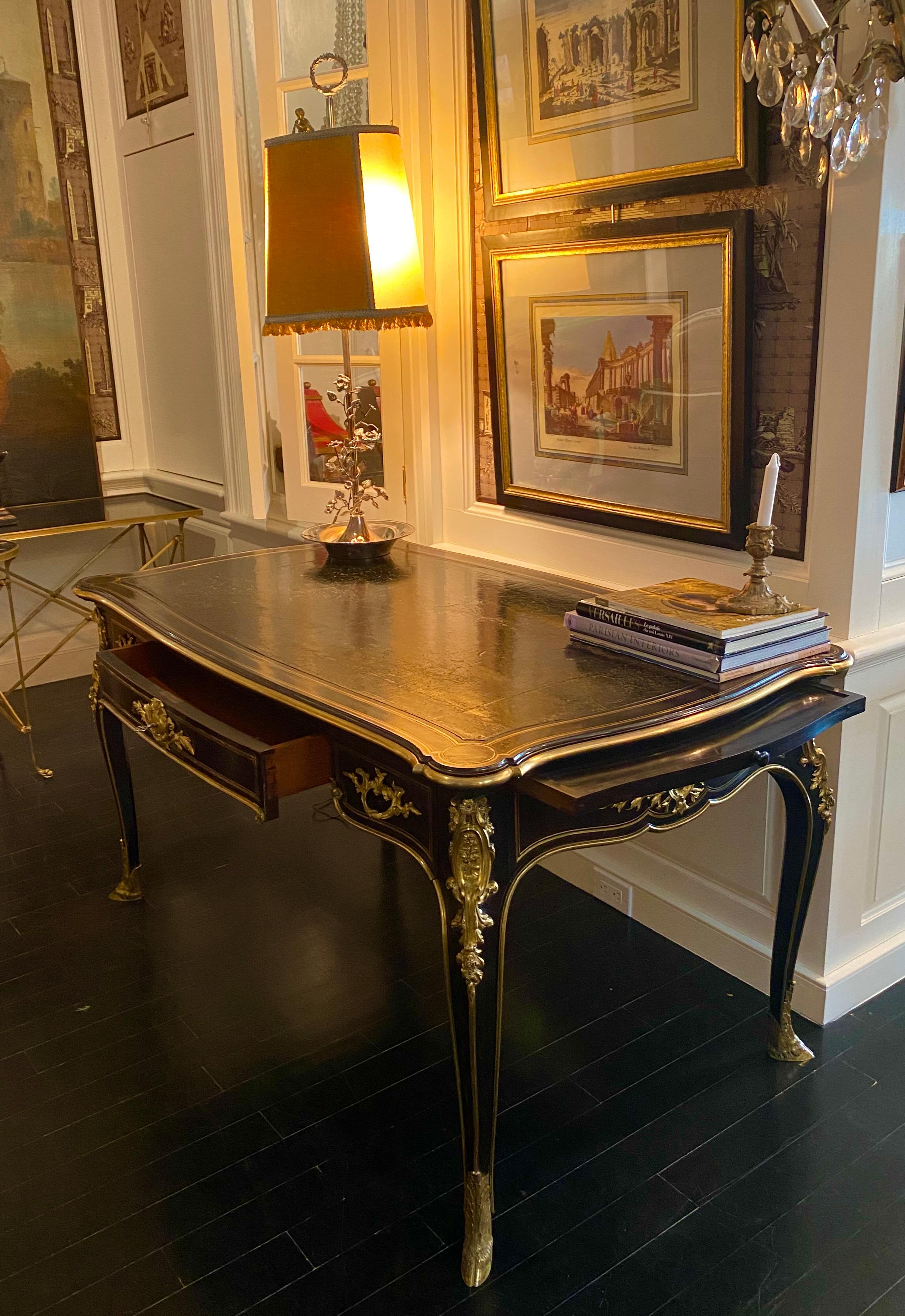Napoleon III French Bureau Plat Desk, Stamped Grohé