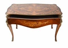 French Bureau Plat Louis XVI Desk Marquetry Inlay