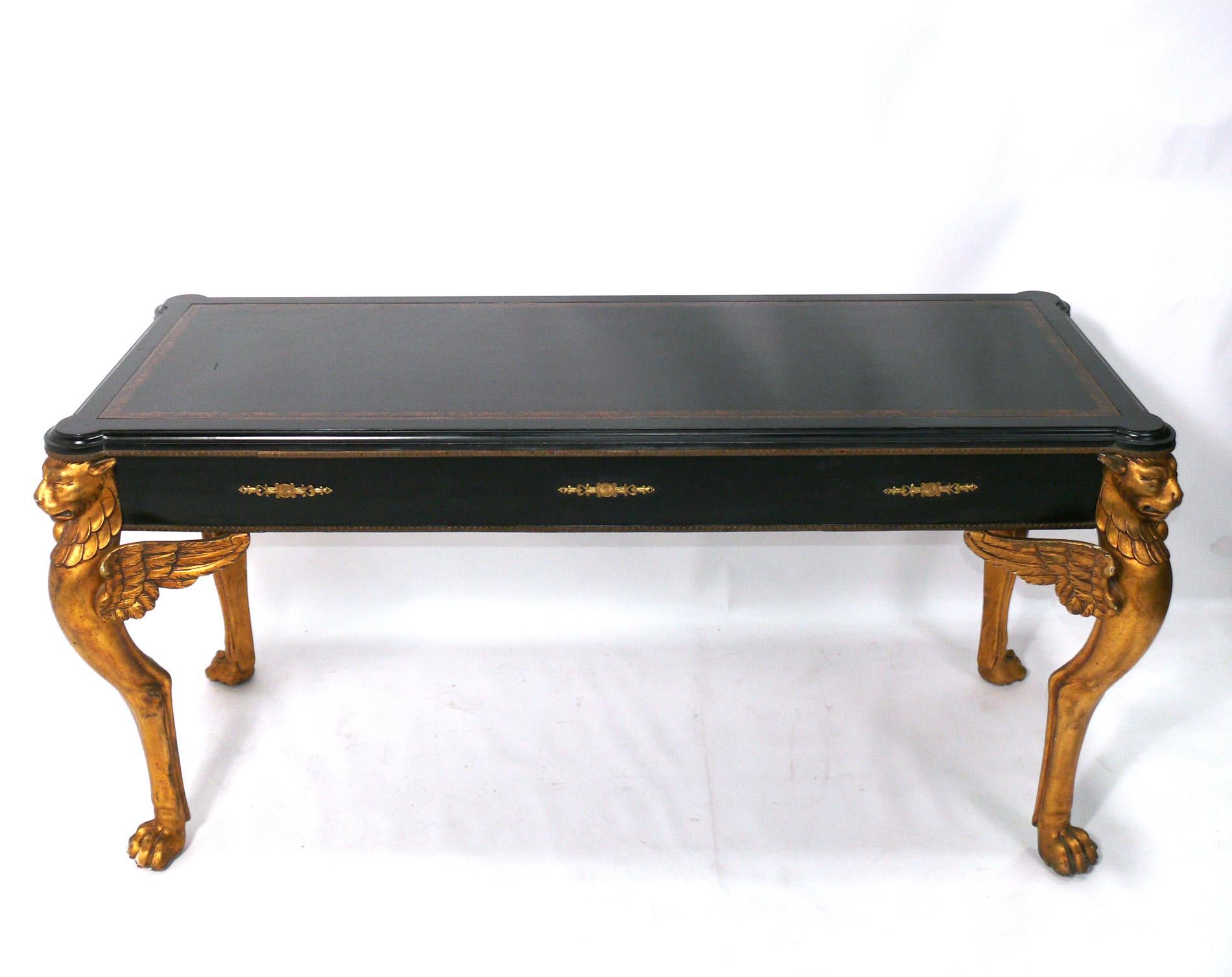 Empire French Bureau Plat or Desk with Gilt Griffin Legs  For Sale