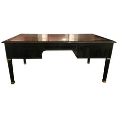 French Bureau Plat Partner's Desk, Louis XVI Style, Mid-Century Modern