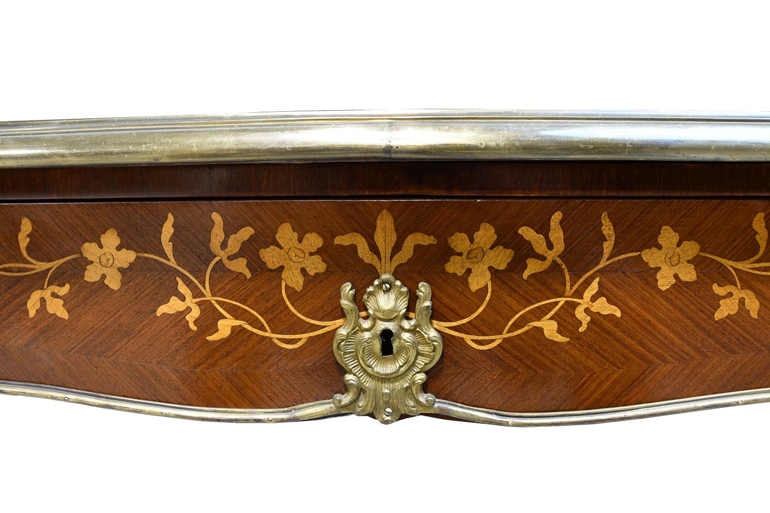 French Bureau Plat with Parquetry, Marquetry and Ormolu, circa 1910 6