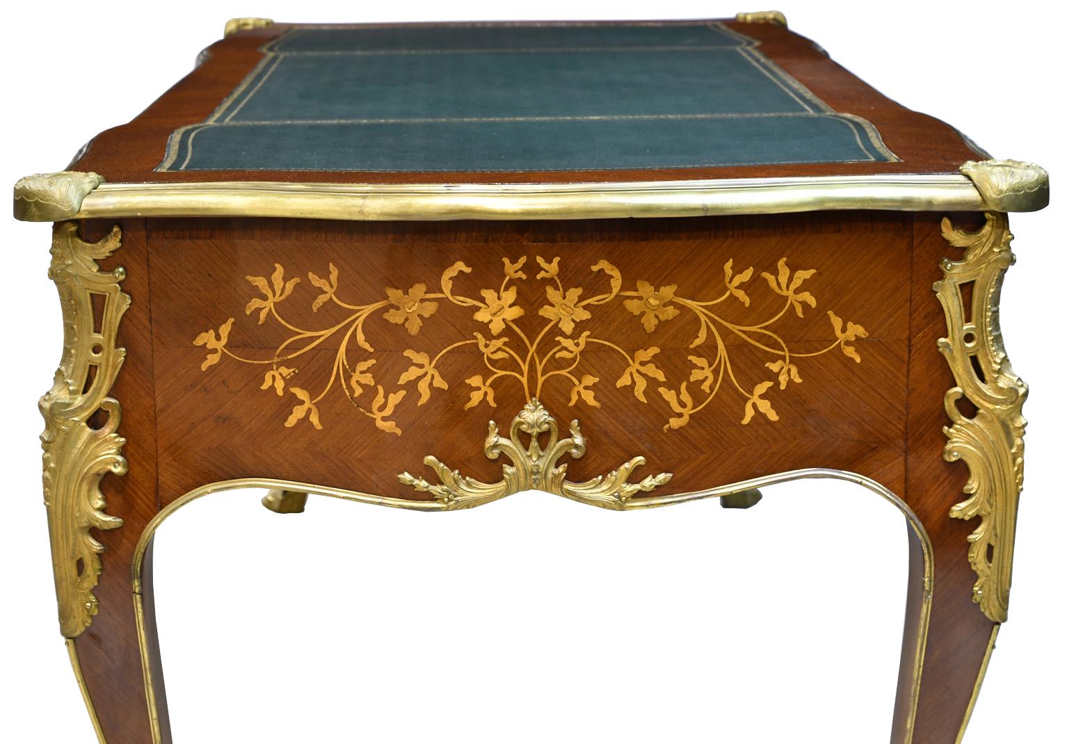 French Bureau Plat with Parquetry, Marquetry and Ormolu, circa 1910 9