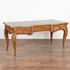 French Bureau Plat Writing Desk with Brass Ormolu, circa 1890