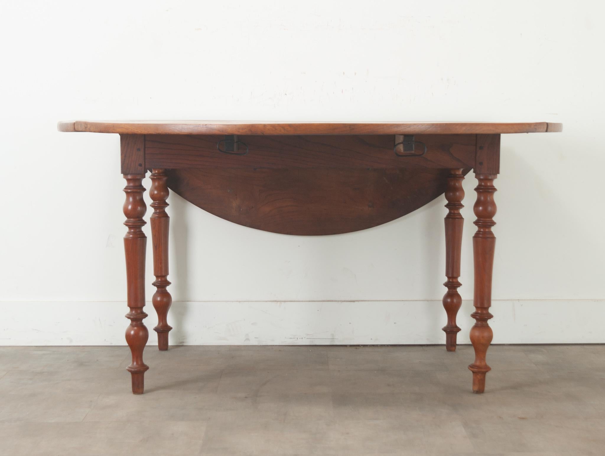 French Burl Fruitwood Drop Leaf Dining Table For Sale 4