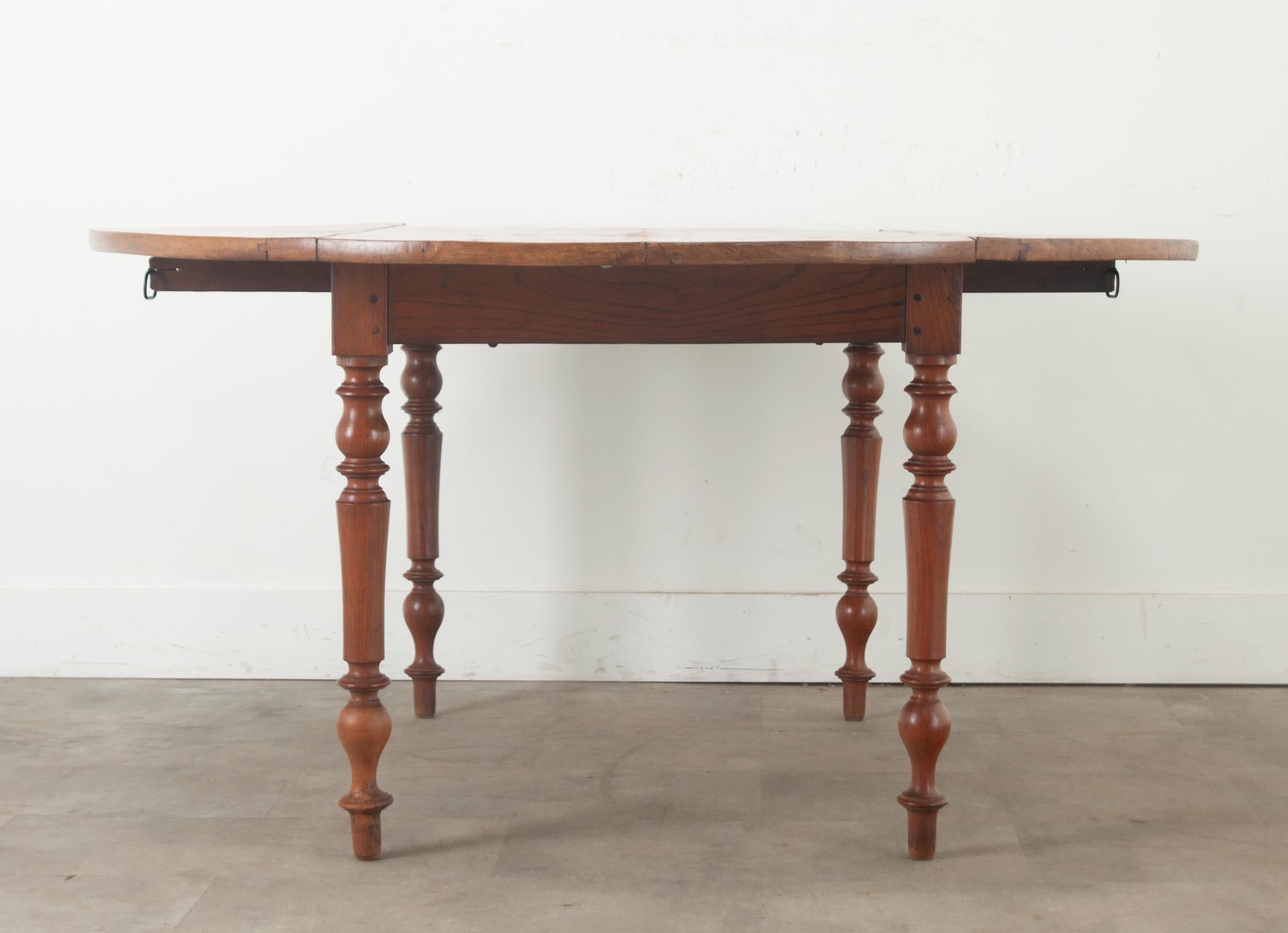 French Burl Fruitwood Drop Leaf Dining Table For Sale 7