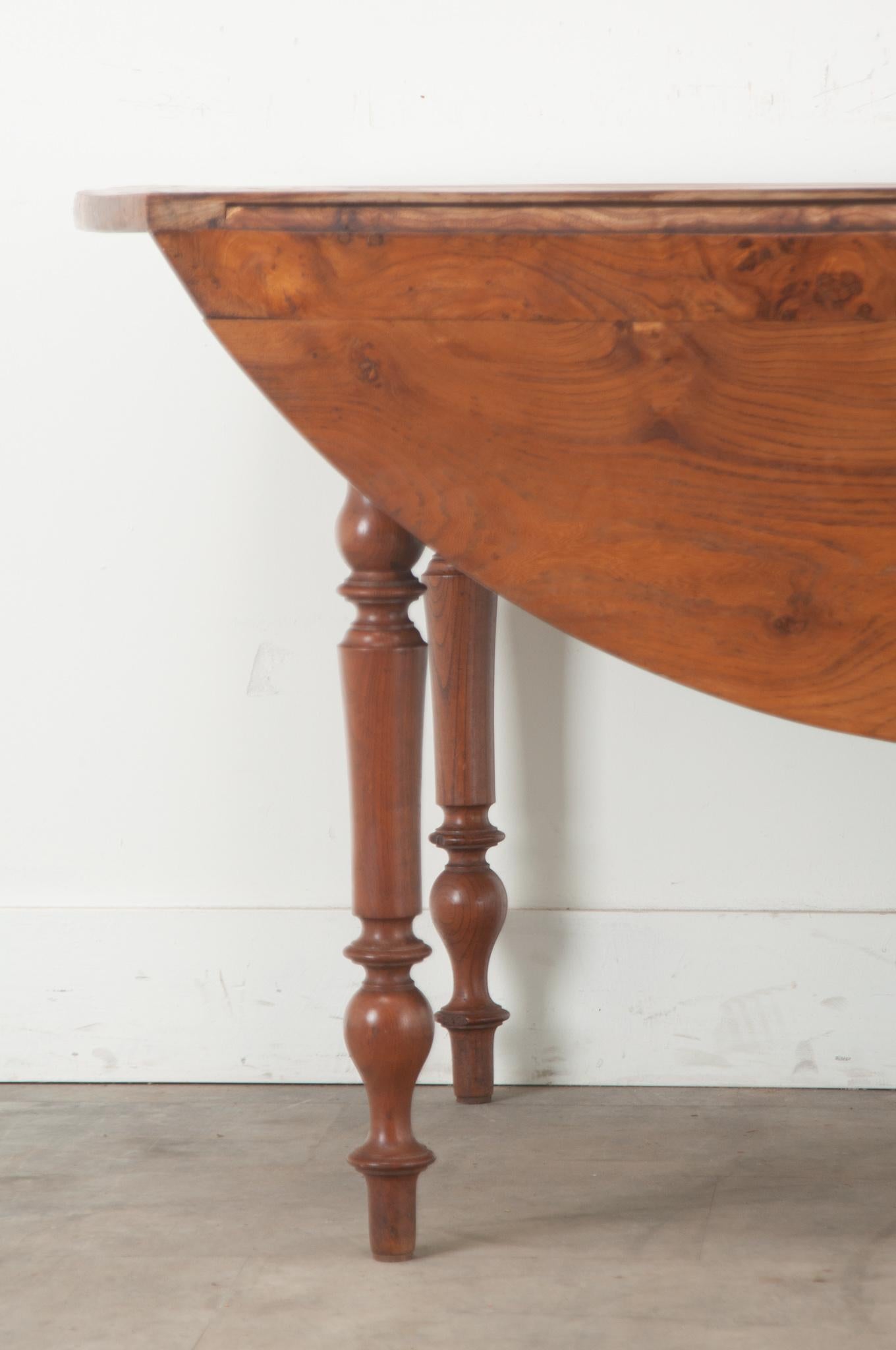 Other French Burl Fruitwood Drop Leaf Dining Table For Sale