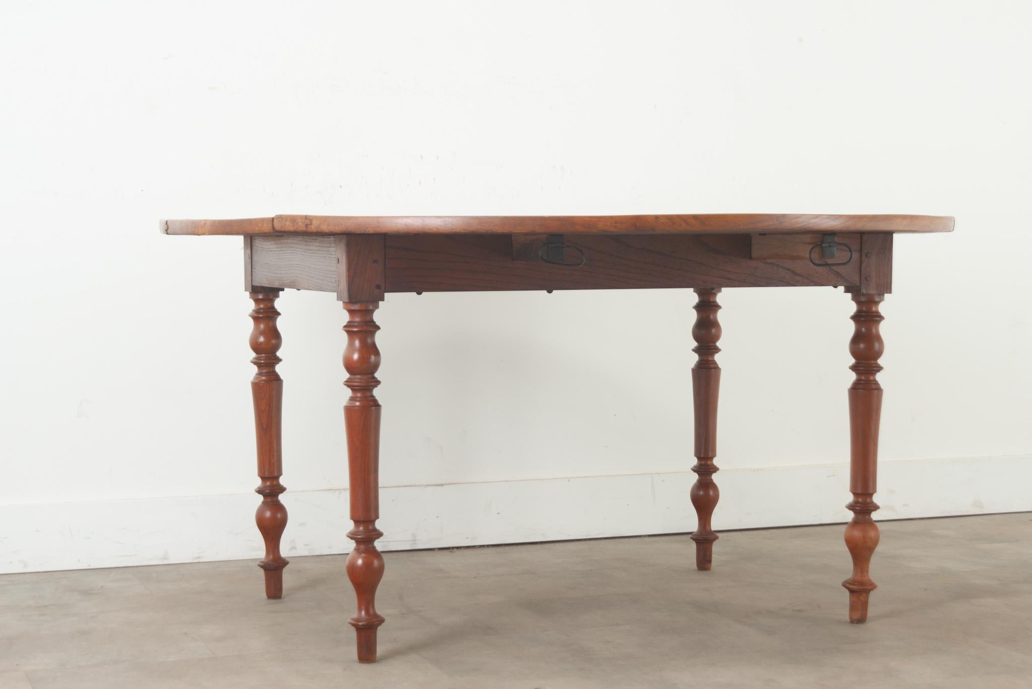 French Burl Fruitwood Drop Leaf Dining Table For Sale 2