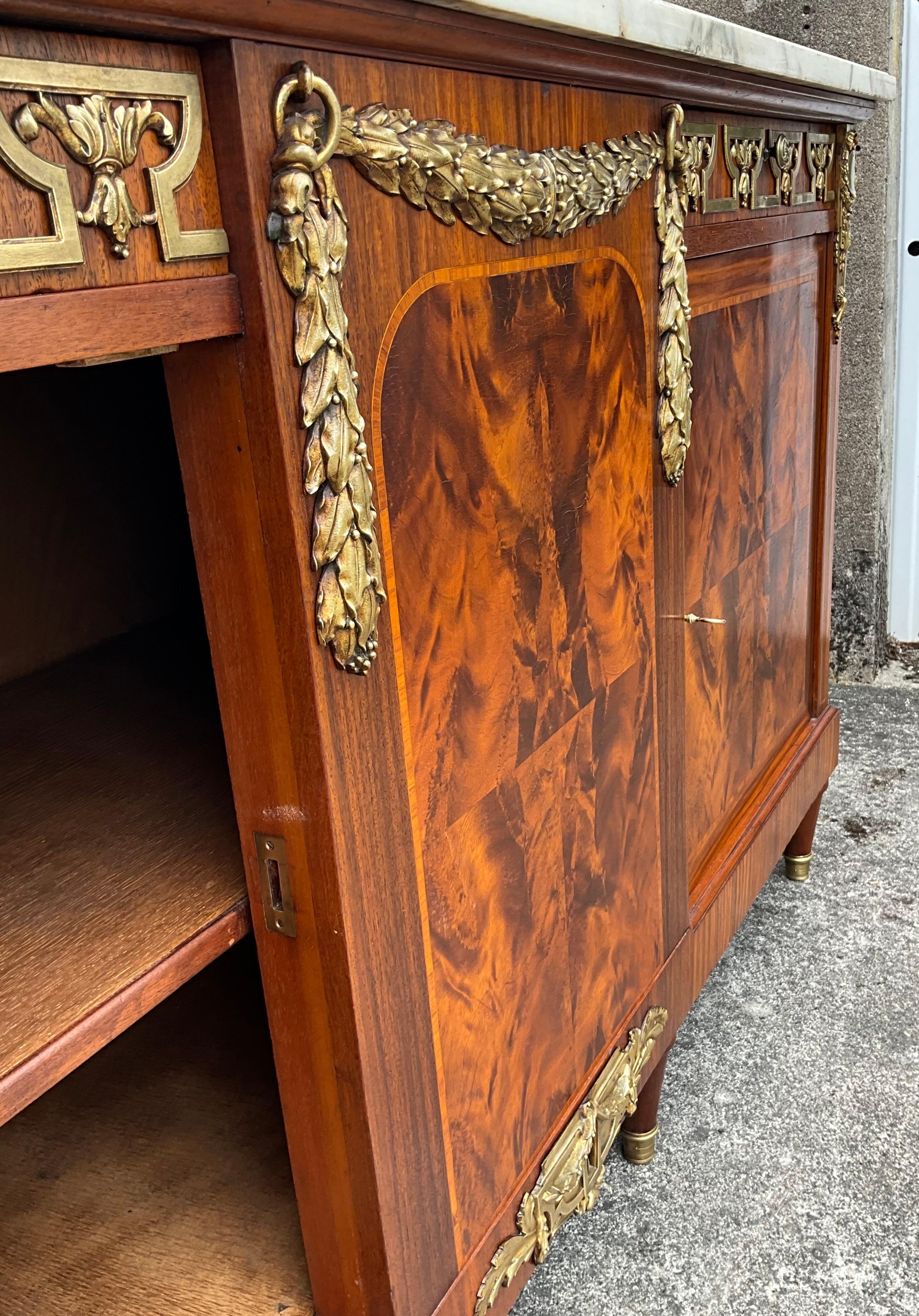 French Burl Mahogany Sideboard Late 19th Century  For Sale 9