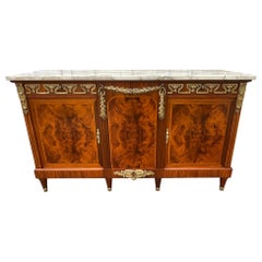 French Burl Mahogany Sideboard Late 19th Century