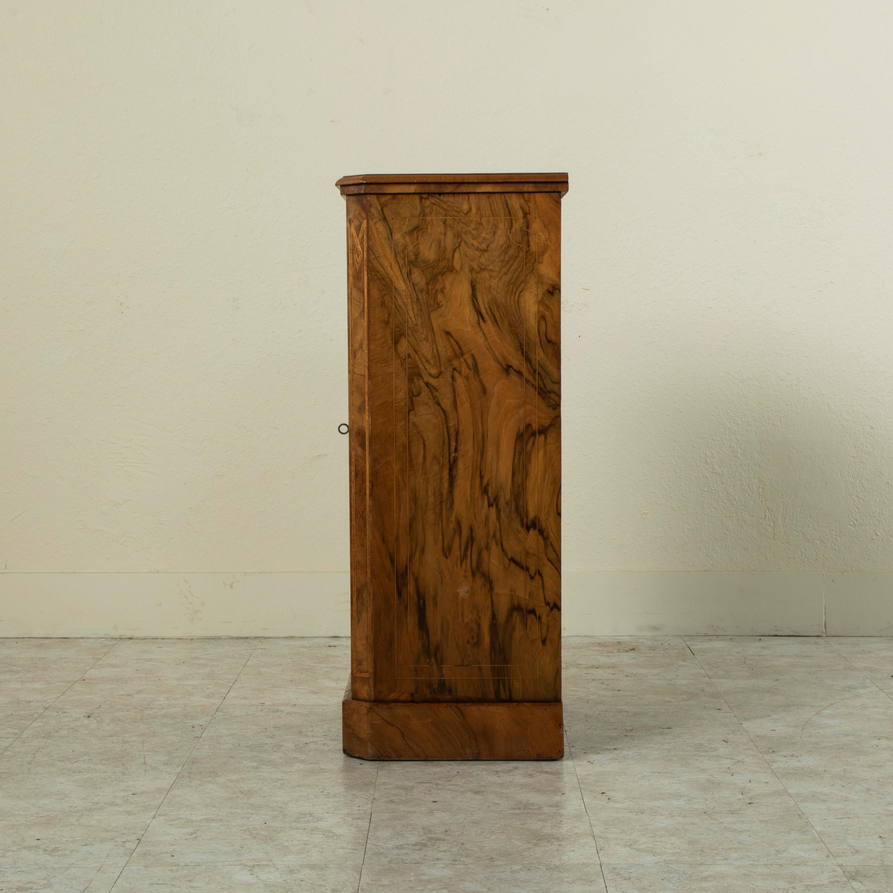 Inlay French Burl Walnut and Lemonwood Marquetry Vitrine or Cabinet, circa 1900 For Sale