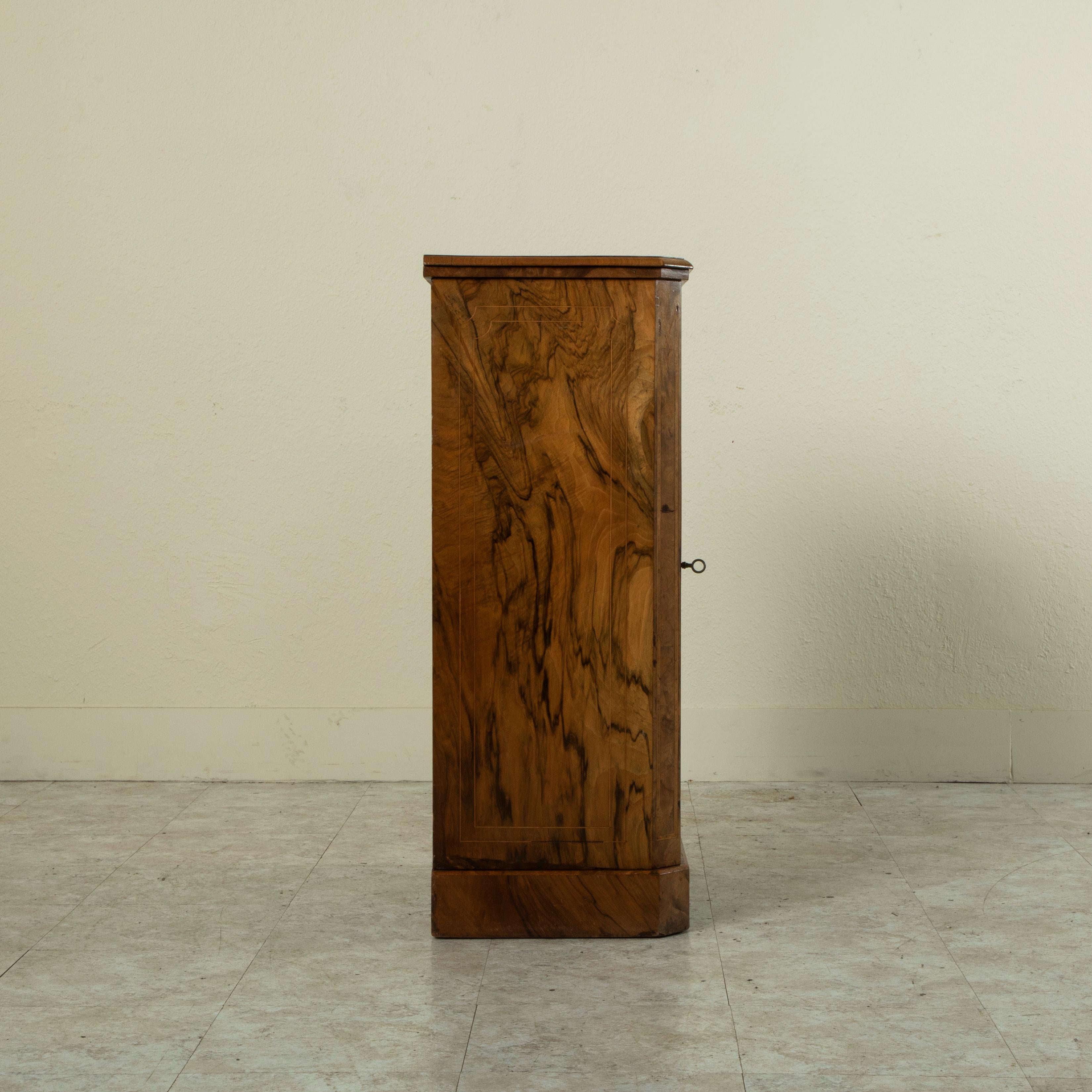 20th Century French Burl Walnut and Lemonwood Marquetry Vitrine or Cabinet, circa 1900 For Sale