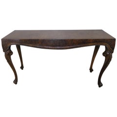 Antique French Burl Walnut Console Table, circa 1900