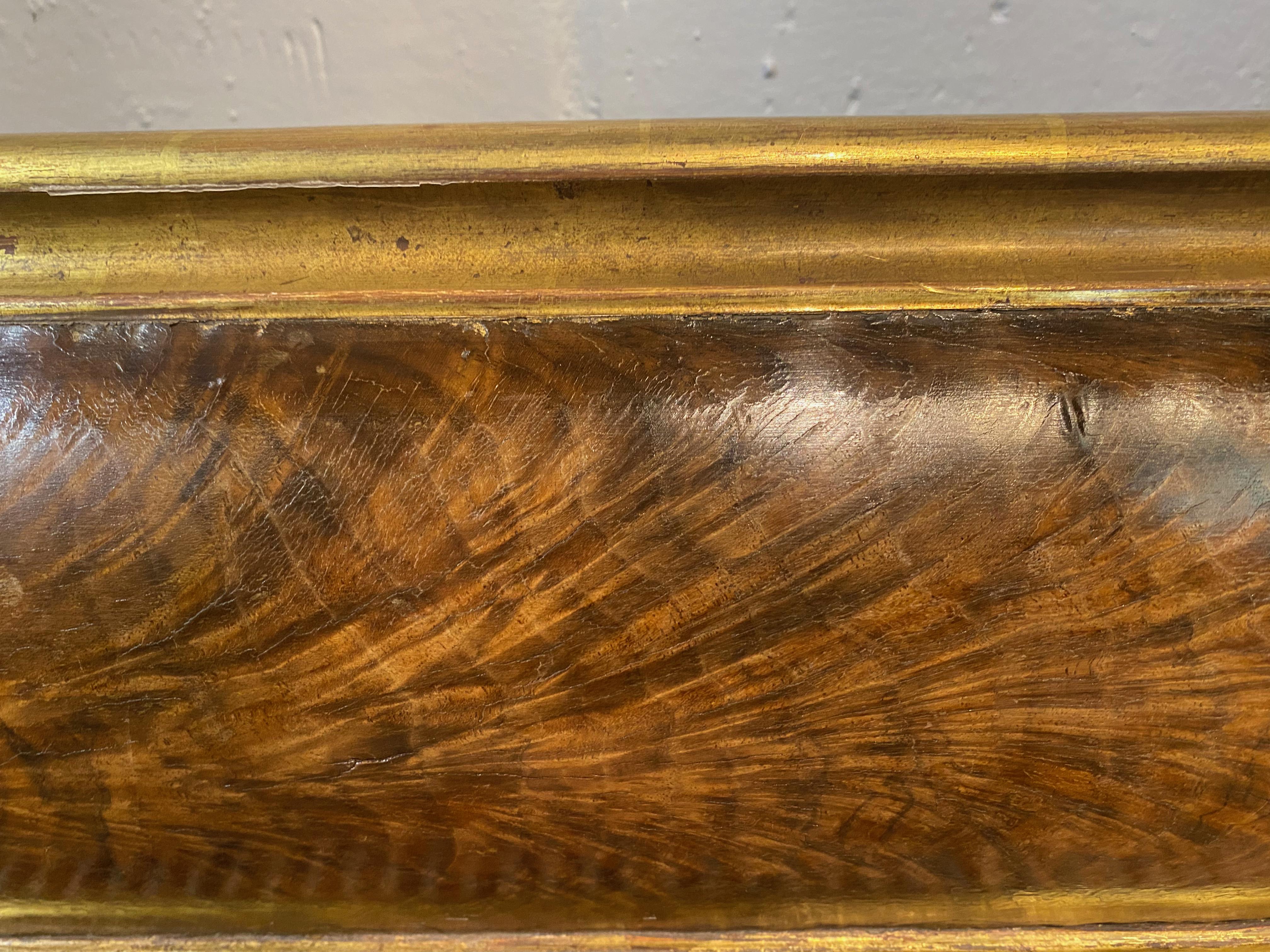 French Burl Walnut Frame with Gilt Trim In Good Condition For Sale In Los Angeles, CA