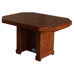 French Burl Wood Modernist Dining Oval Table, Art Deco, Made in 1930s