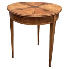 French Burl Wood Round Side Table
