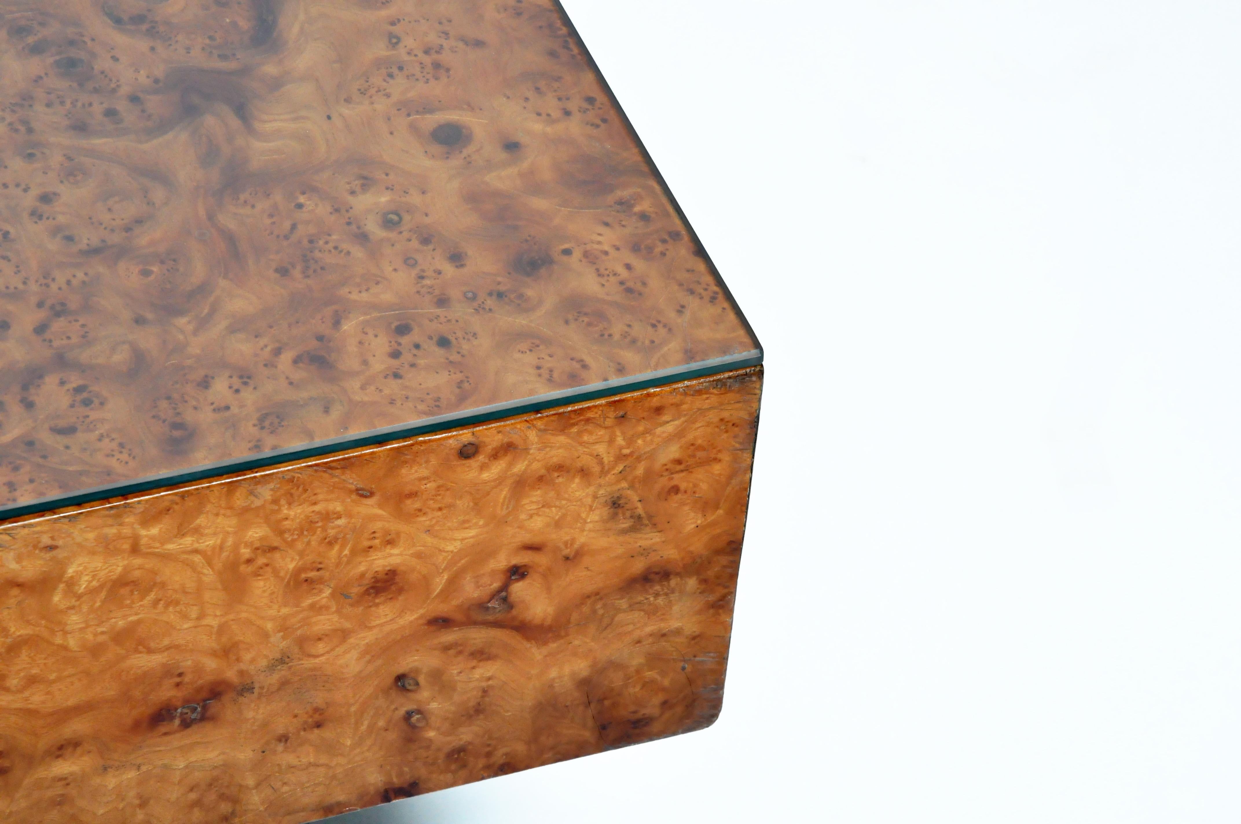French Burl Wood Table with Two Drawers 1