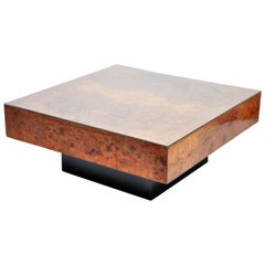 French Burl Wood Table with Two Drawers