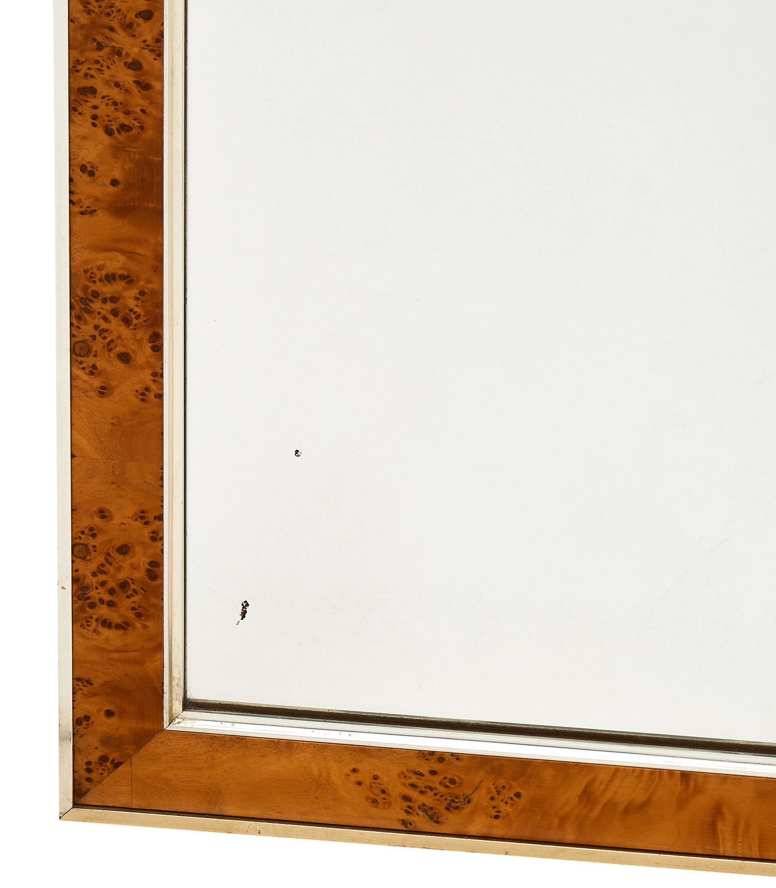 French Burled Ash Midcentury Mirror For Sale 1