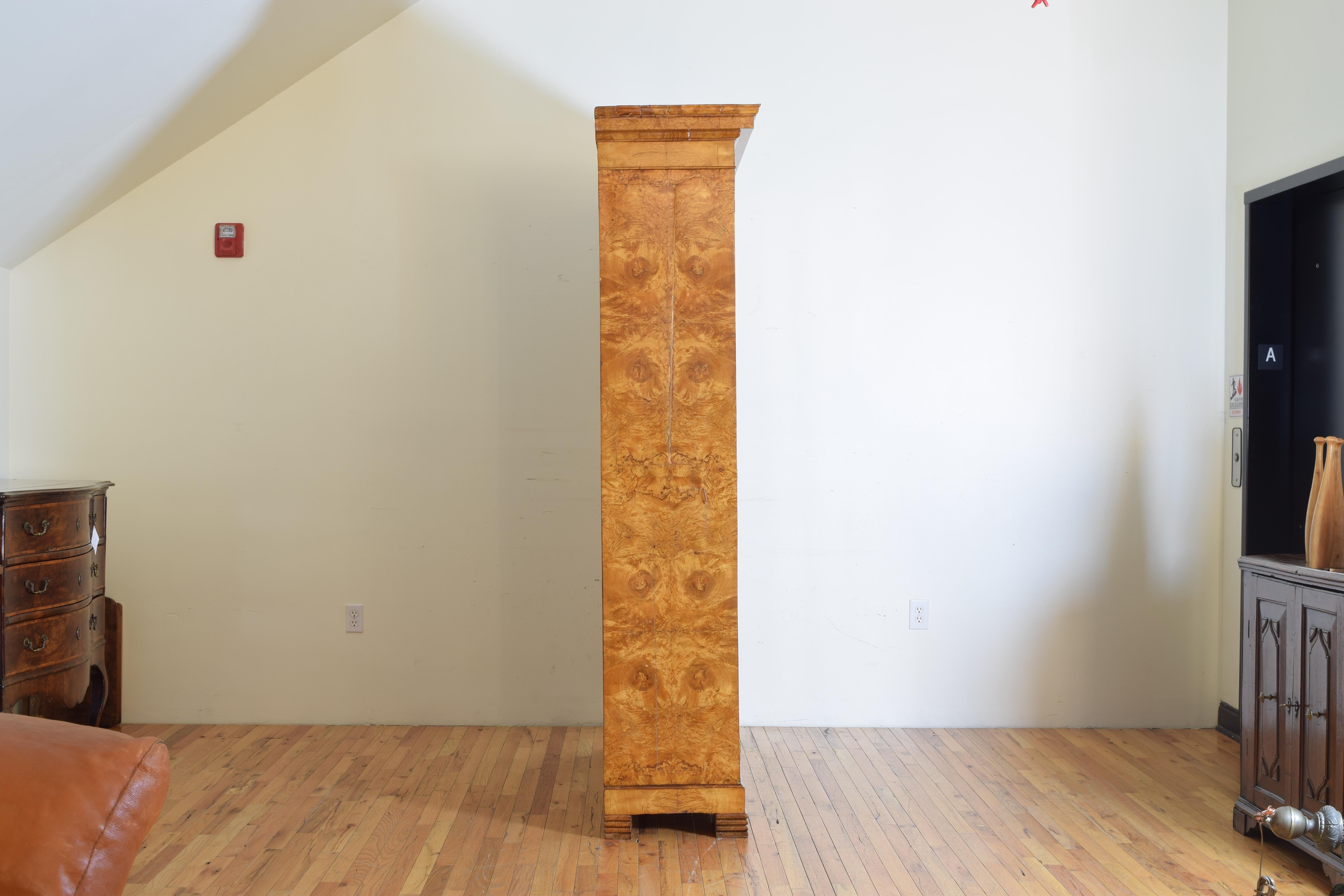 French Burled Maple Veneered Glass-Door Cabinet, circa 1840 In Good Condition In Atlanta, GA